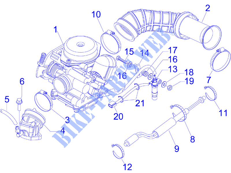 Carburateur complet   Raccord d'admission pour VESPA LX 4T-4V Touring de 2012
