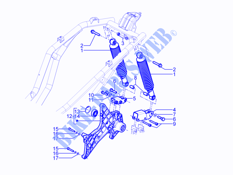 Suspension arrière   Amortisseur/s pour PIAGGIO Beverly RST 4T 4V ie E3 de 2014