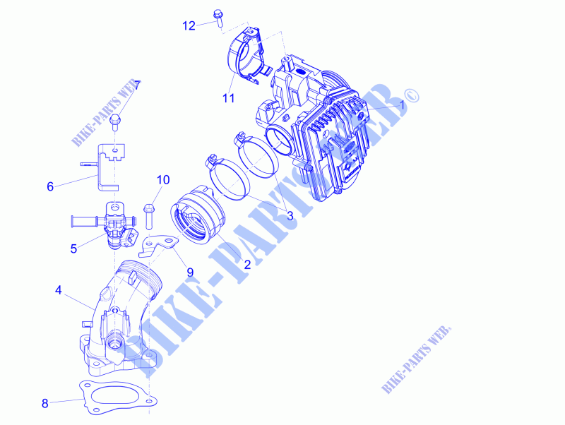 Throttle body   Injector   Union pipe pour PIAGGIO MP3 500 Sport ABS E4 de 2017