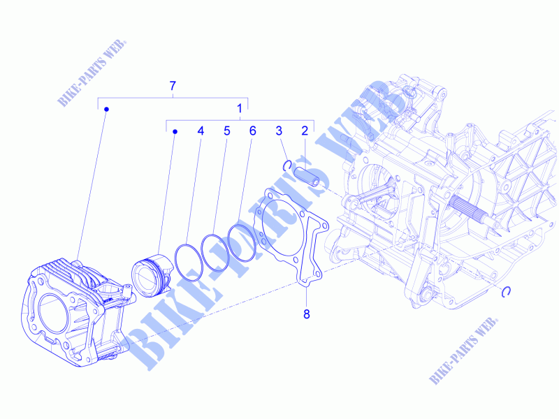 Groupe cylindre piston axe pour PIAGGIO Liberty iGet 4T 3V E4 de 2017