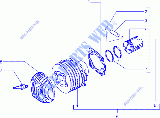 Ensemble cylindre piston axe de piston pour VESPA PX 200 E de Other year