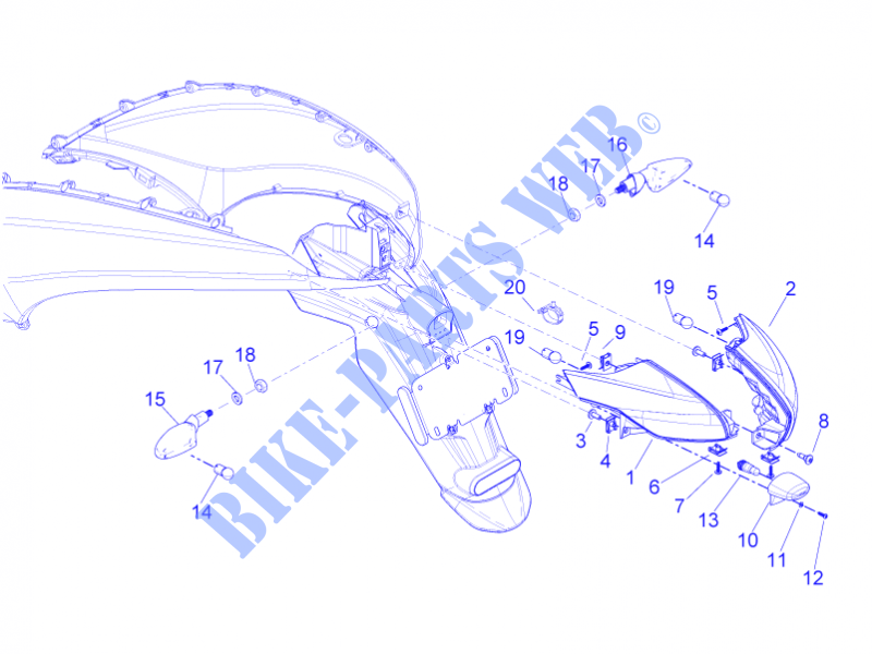 Eclairages arrière   Clignotants pour PIAGGIO BV 4T 4V ie E3 de 2014