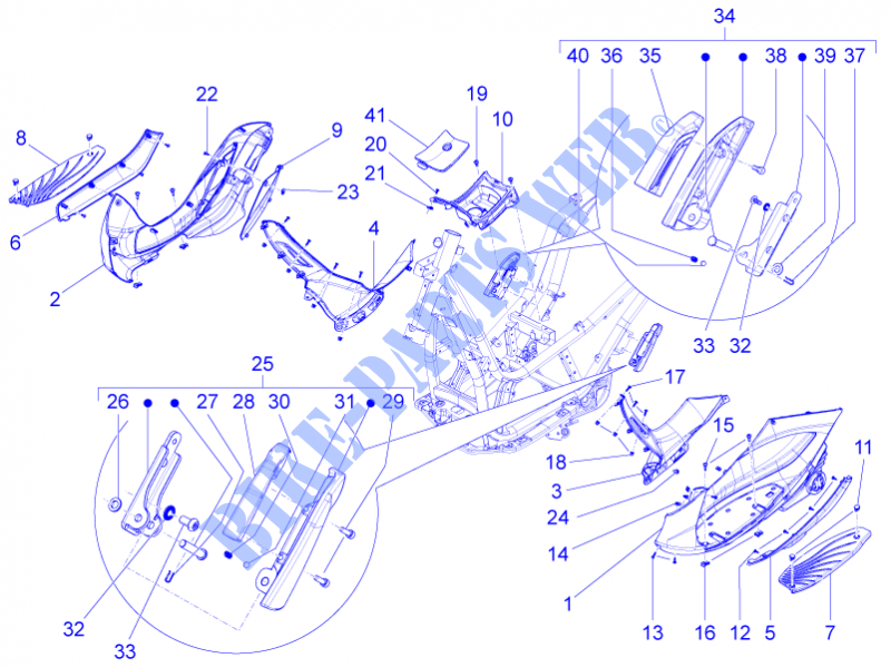 Protection centrale   Repose pieds pour PIAGGIO BV 4T 4V ie E3 ABS de 2015