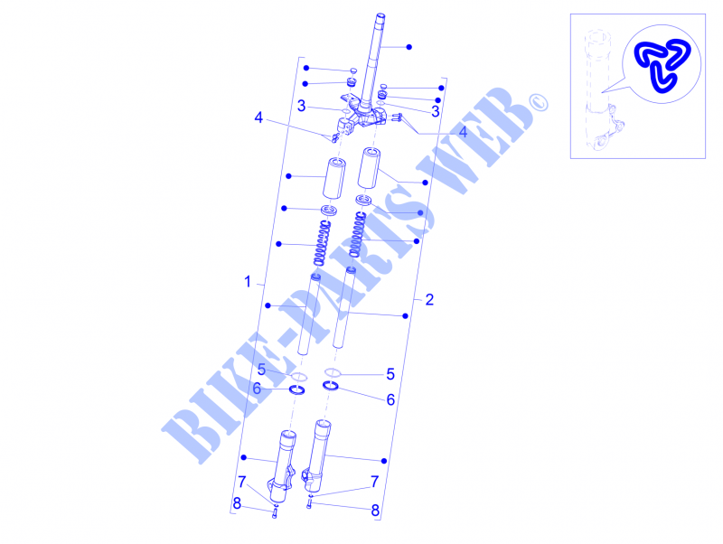 Composants de la fourche (Wuxi Top) pour PIAGGIO Liberty 4T PTT (B-NL) de 2015