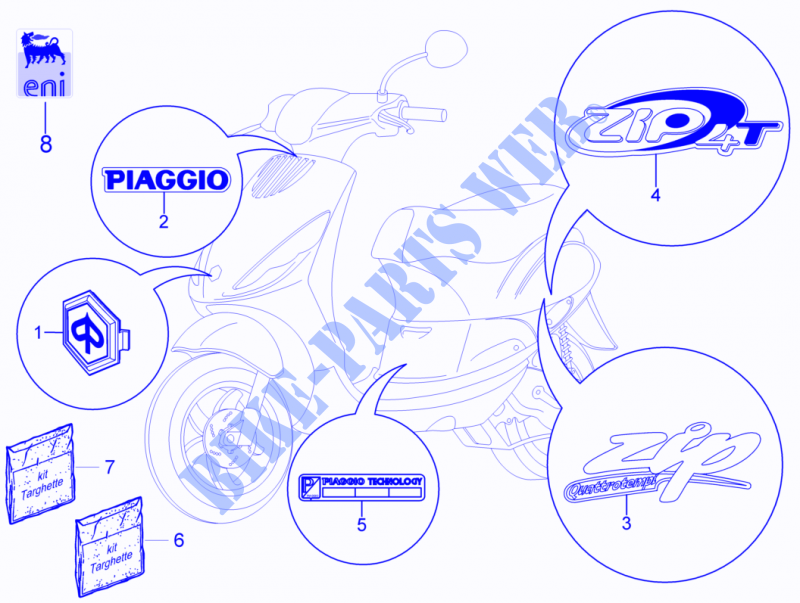 Monogrammes   Decorations pour PIAGGIO Zip 4T de 2009