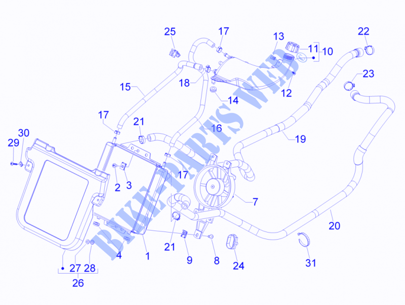 Instalation de refoidissement pour GILERA Fuoco 4T-4V ie E3 LT de 2014