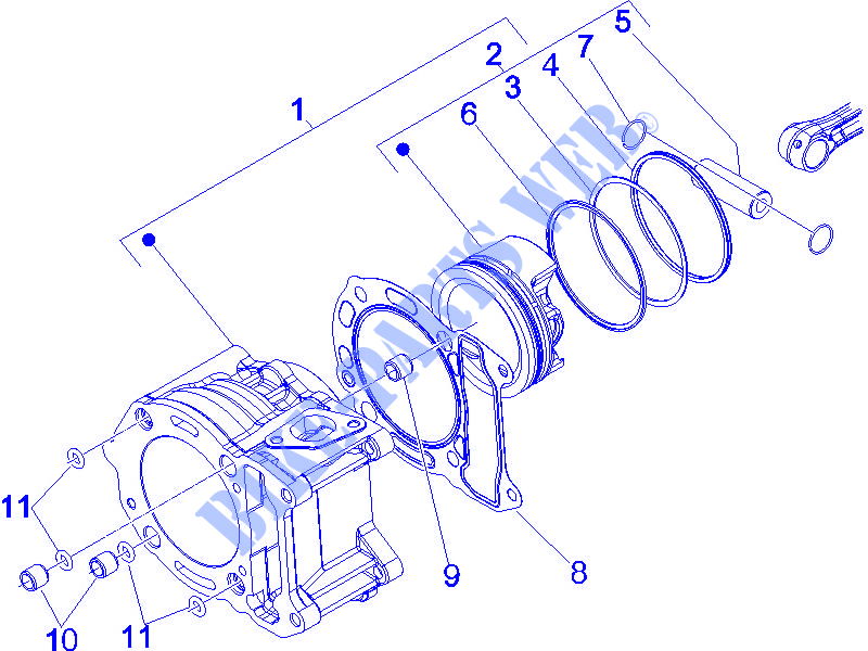 Groupe cylindre piston axe pour GILERA Runner VXR 4T E3 de 2006